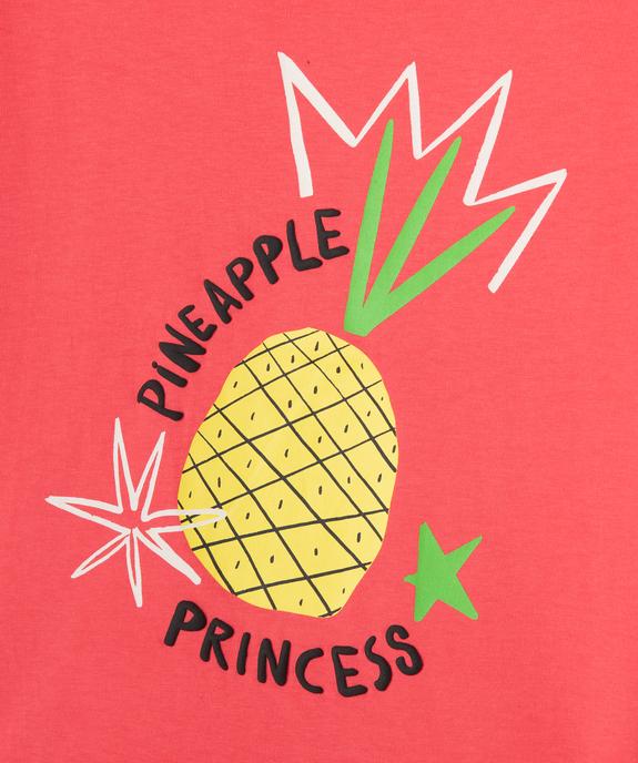 Tee-shirt manches courtes oversize avec motif fluo fille vue2 - GEMO (ENFANT) - GEMO