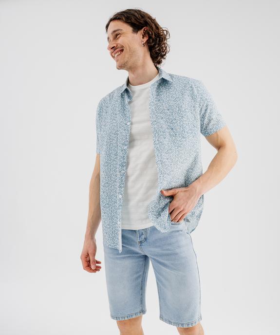 Bermuda en jean extensible et délavé coupe straight homme vue4 - GEMO 4G HOMME - GEMO