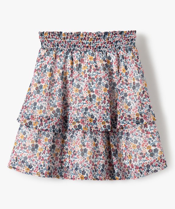 Jupe fille à motifs fleuris avec volants vue4 - GEMO (ENFANT) - GEMO