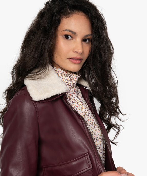 Blouson femme aviateur avec col fourrure imitation amovible vue2 - GEMO(FEMME PAP) - GEMO