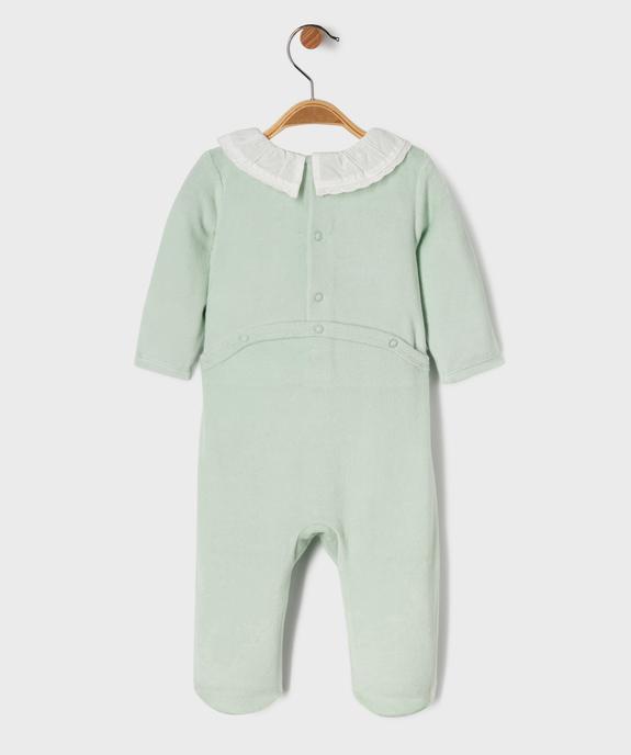 Pyjama en velours à col fantaisie et pont-dos pressionné bébé vue3 - GEMO 4G BEBE - GEMO