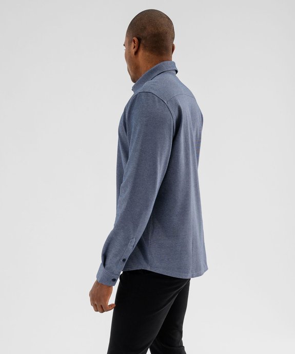 Chemise manches longues en maille piquée souple homme vue3 - GEMO (HOMME) - GEMO