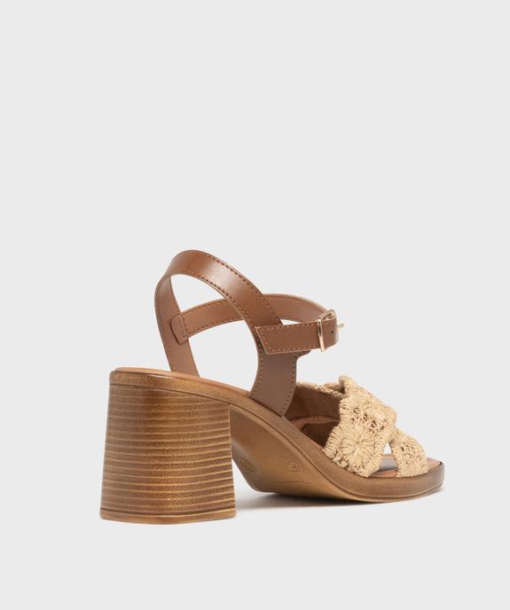 Sandales à talon haut et brides croisées en raphia femme vue4 - FOLLOW ME - GEMO