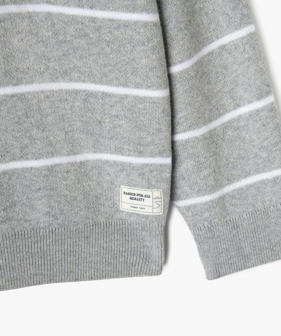Pull à capuche en fine maille rayée garçon vue2 - GEMO (ENFANT) - GEMO