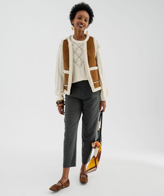 Pull court avec broderies sur le buste femme vue4 - GEMO 4G FEMME - GEMO