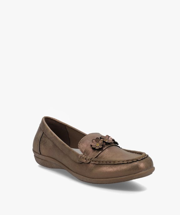 Mocassins femme confort unis ornés de fleurs et strass vue2 - GEMO (CONFORT) - GEMO