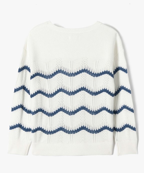 Pull fille à motifs vagues en maille ajourée - LuluCastagnette vue4 - LULUCASTAGNETTE - GEMO