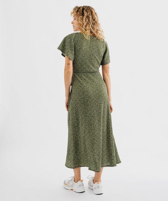 Robe longue en maille gaufrée à col cache-cœur femme vue3 - GEMO 4G FEMME - GEMO