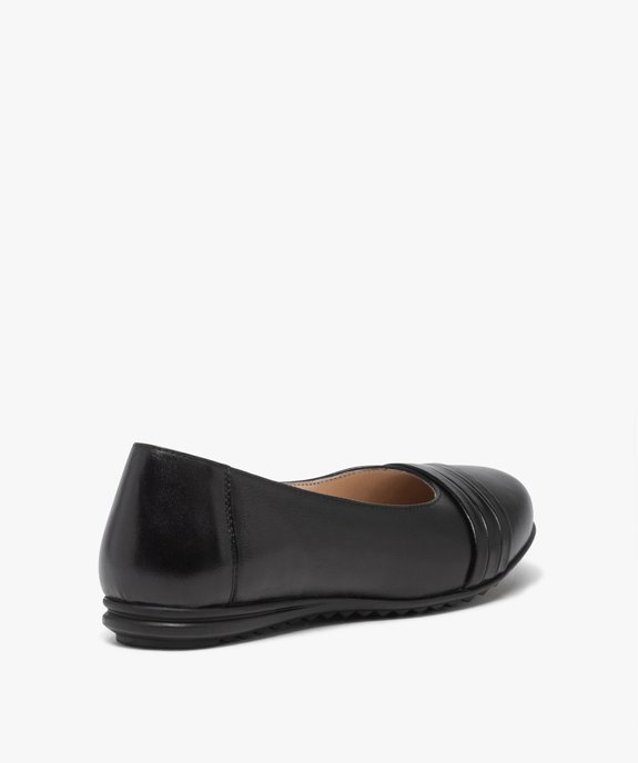 Ballerines femme confort en cuir uni avec semelle crantée vue4 - GEMO 4G FEMME - GEMO