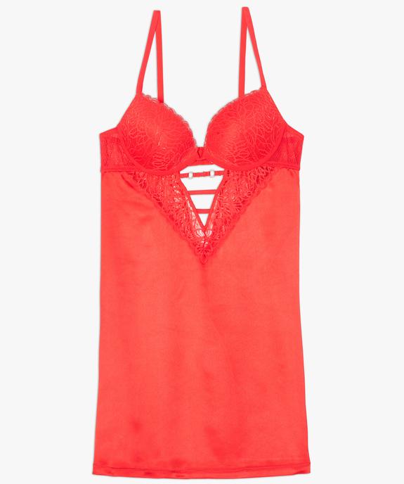 Nuisette à armatures push-up en satin et dentelle vue4 - GEMO(HOMWR FEM) - GEMO
