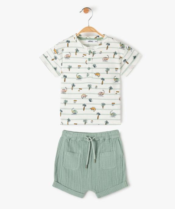 Ensemble bébé garçon 2 pièces : short en gaze et tee-shirt tunisien vue1 - GEMO(BEBE DEBT) - GEMO