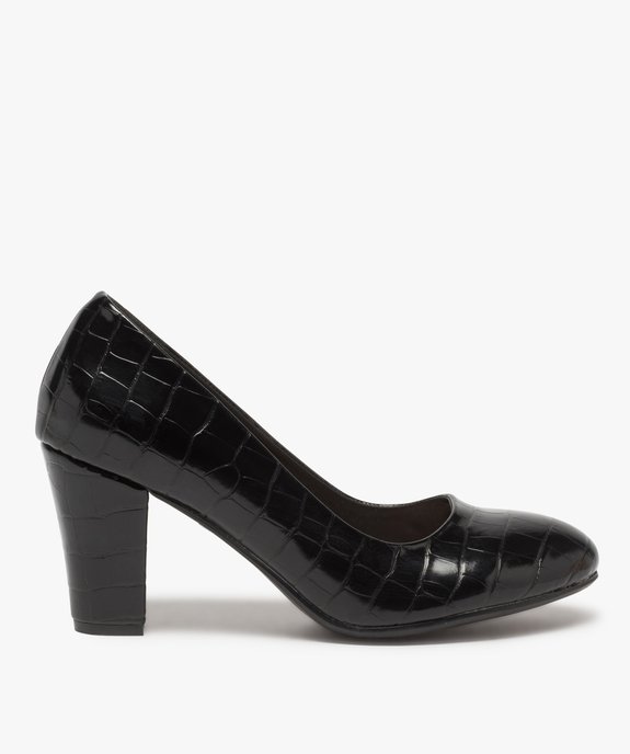 Escarpins femme à talon moyen et bout rond aspect verni vue1 - GEMO(URBAIN) - GEMO