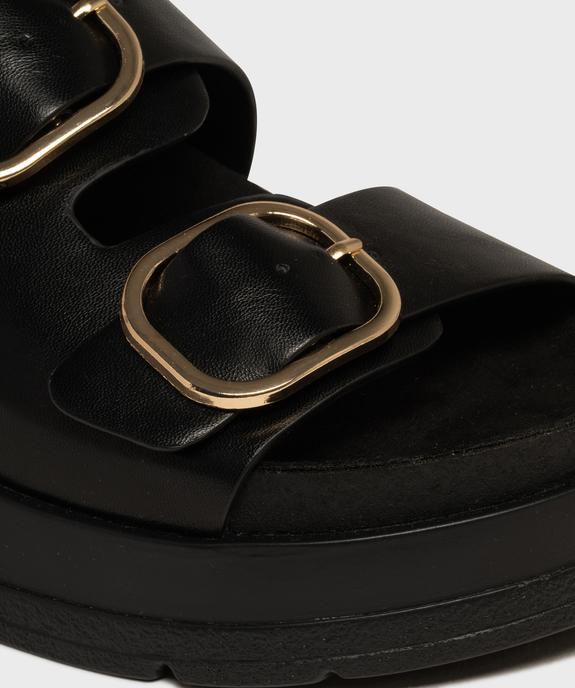 Mules compensées à larges brides et grosses boucles dorées femme - 5 Miles vue6 - 5 MILES - GEMO