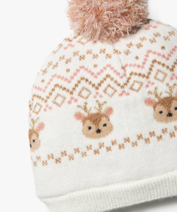 Bonnet avec doublure polaire à motifs biches bébé fille vue2 - GEMO(BEBE DEBT) - GEMO
