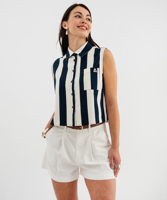 Chemise sans manches à rayures femme - LuluCastagnette vue2 - LULUCASTAGNETTE - GEMO