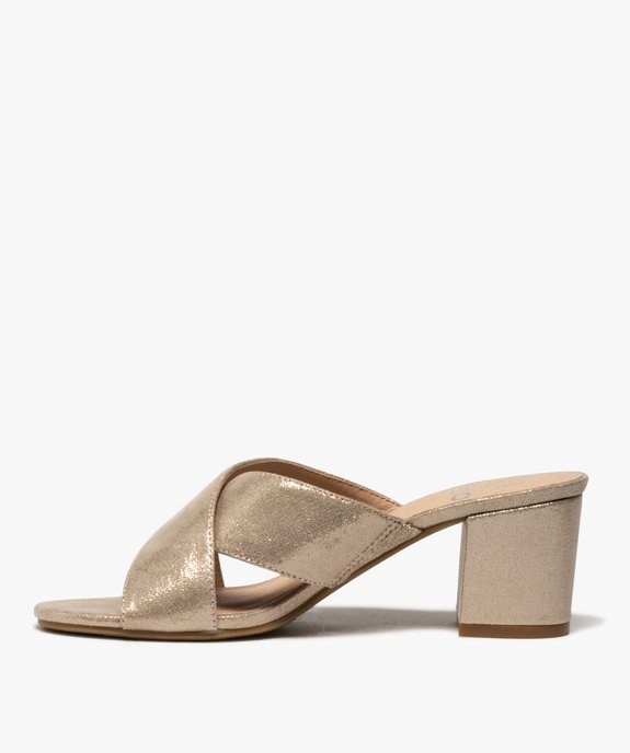 Sandales femme mules à talon unies à brides croisées vue3 - GEMO(URBAIN) - GEMO