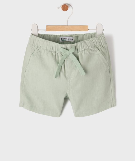 Short en coton et lin à taille élastiquée bébé garçon vue1 - GEMO 4G BEBE - GEMO