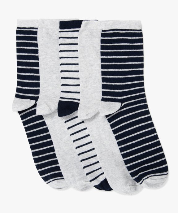 Chaussettes garçon  rayées à tige haute (lot de 5) vue1 - GEMO (ENFANT) - GEMO