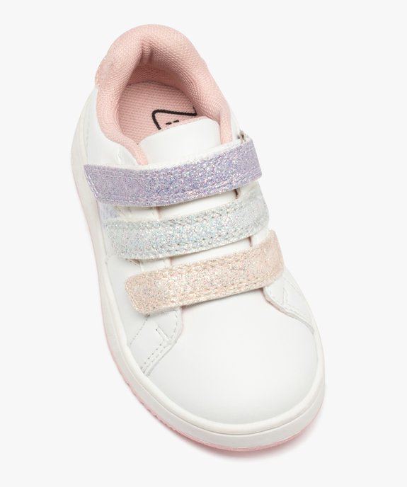 Baskets bébé fille unie avec triple scratch à paillettes vue6 - GEMO 4G BEBE - GEMO