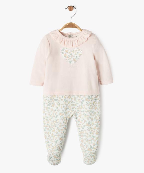 Pyjama en velours effet 2 en 1 à motifs fleuris bébé fille vue1 - GEMO(BB COUCHE) - GEMO