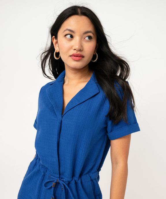 Combishort en gaze de coton avec col tailleur femme vue2 - GEMO(FEMME PAP) - GEMO