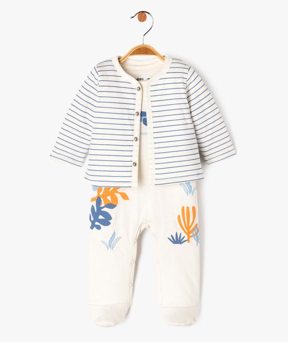 Ensemble 2 pièces bébé garçon combinaison et gilet vue1 - GEMO 4G BEBE - GEMO