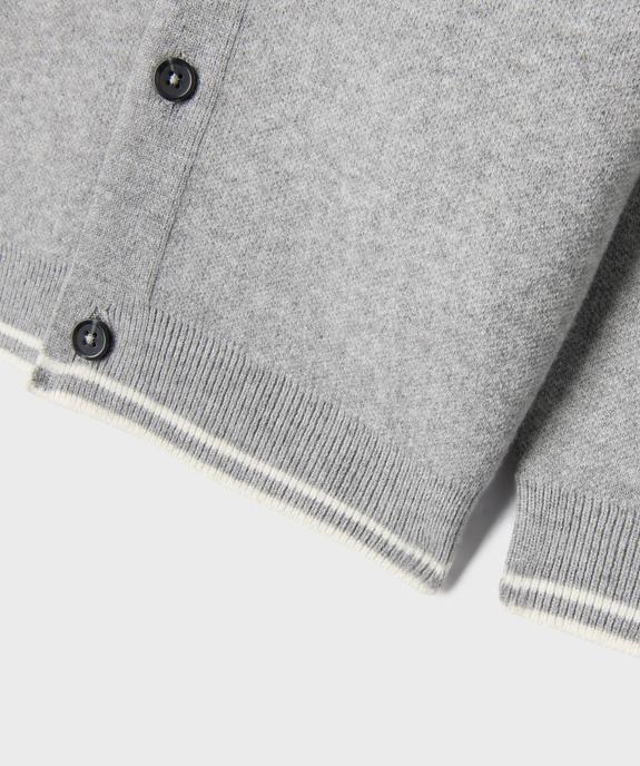 Gilet à col V avec finitions bicolores garçon vue3 - GEMO (ENFANT) - GEMO