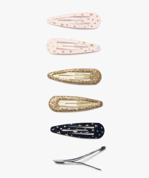 Barrettes clic-clac motifs étoiles et paillettes fille (lot de 6) vue1 - GEMO (ACCESS) - GEMO