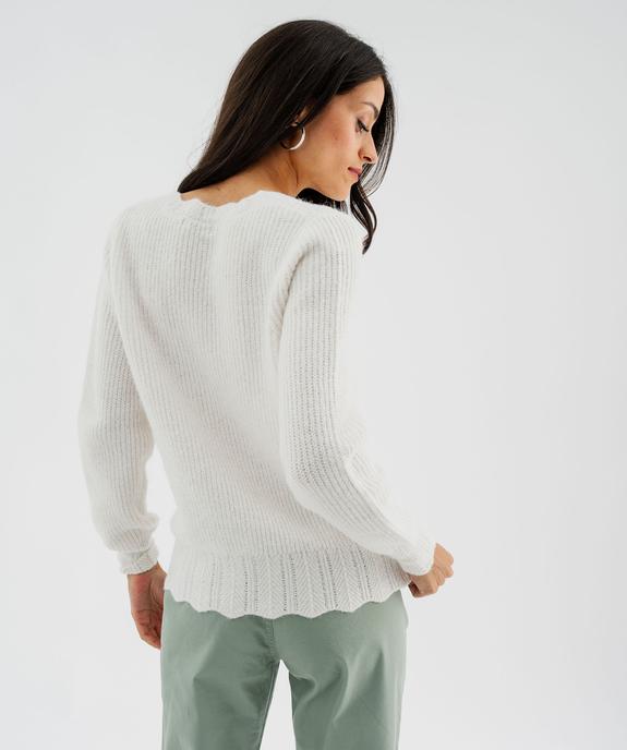 Pull en maille douillette extensible à col V femme vue3 - GEMO 4G FEMME - GEMO