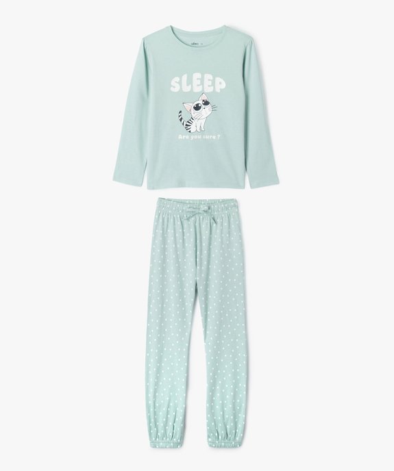 Pyjama à motif chat avec touches scintillantes fille vue1 - GEMO (ENFANT) - GEMO