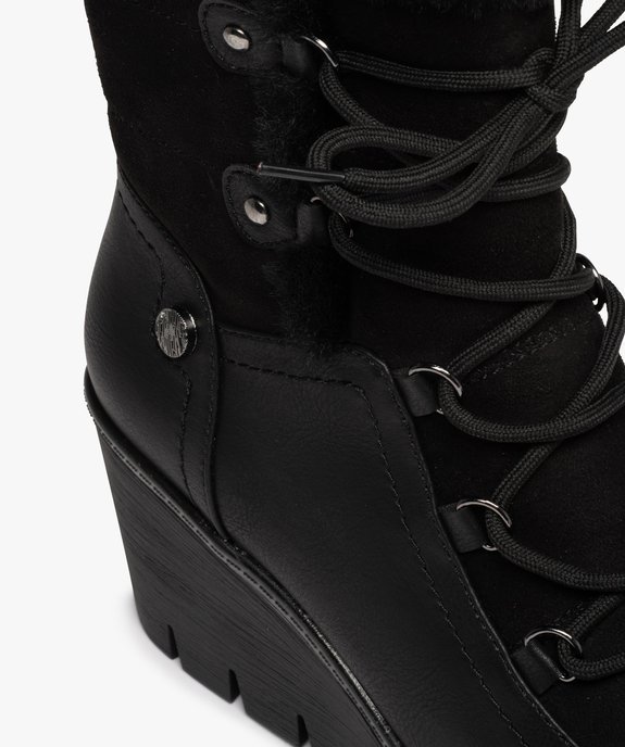 Boots fourrées femme unies à talon compensé vue6 - GEMO(URBAIN) - GEMO