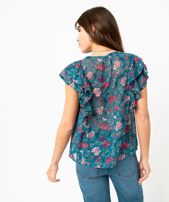 Blouse en voile fleuri sans manches à col V et volants femme vue3 - GEMO(FEMME PAP) - GEMO