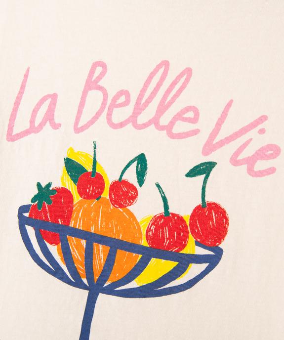 Tee-shirt manches courtes avec motif estival fille vue2 - GEMO 4G FILLE - GEMO