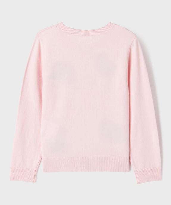 Gilet à col rond avec motifs chats fille vue3 - GEMO 4G FILLE - GEMO