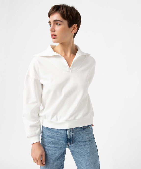 Sweat femme à col camionneur zippé vue1 - GEMO(FEMME PAP) - GEMO