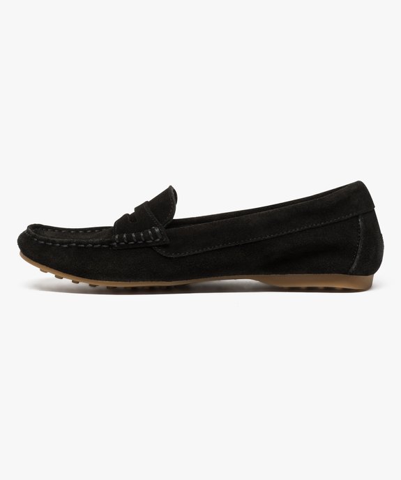Mocassins femme en cuir uni et semelle à picots vue3 - GEMO (CASUAL) - GEMO