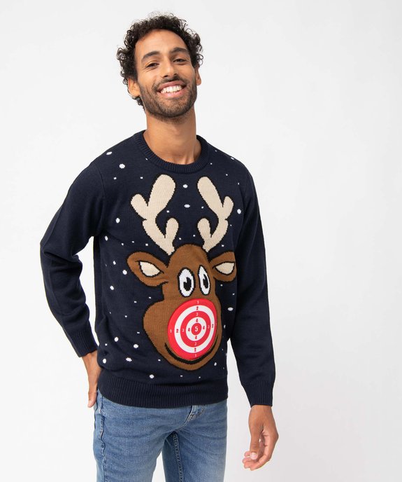 Pull de Noël homme avec cible et petites balles vue2 - GEMO (HOMME) - GEMO