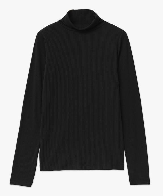 Tee-shirt à manches longues et col roulé en maille côtelée femme vue4 - GEMO 4G FEMME - GEMO