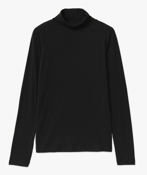 Tee-shirt à manches longues et col roulé en maille côtelée femme vue4 - GEMO 4G FEMME - GEMO