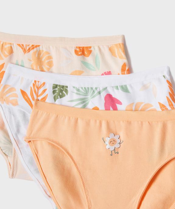 Culottes en coton stretch à motifs feuillages fille (lot de 3) vue2 - GEMO 4G FILLE - GEMO