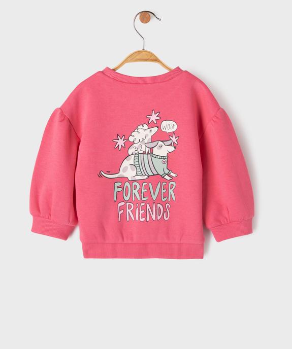 Sweat imprimé à manches bouffantes bébé fille vue3 - GEMO 4G BEBE - GEMO