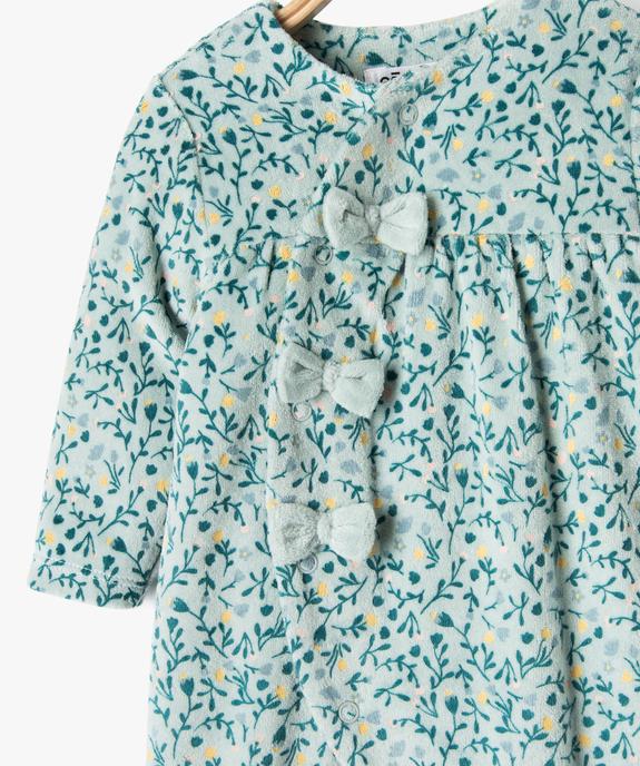 Pyjama en velours à motifs fleuris ouvert devant bébé fille vue2 - GEMO 4G BEBE - GEMO