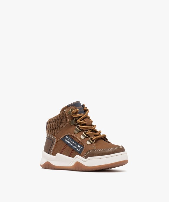 Bottes bébé garçon avec col moussée en maille à zip et à lacets vue3 - BUGGY - GEMO