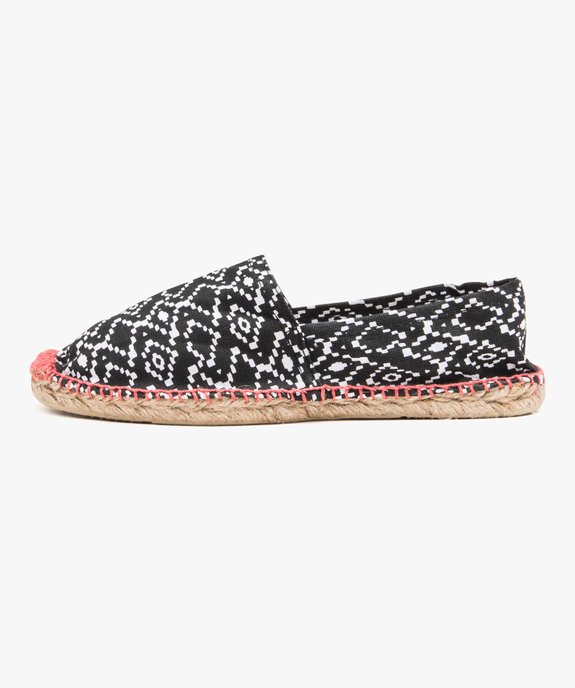 Espadrilles femme à talon plat dessus toile vue3 - GEMO (PLAGE) - GEMO