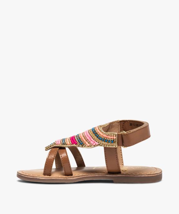 Sandales fille ornées de perles et fermeture scratch vue3 - GEMO (ENFANT) - GEMO