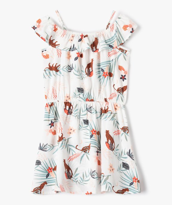 Robe fille motif tropical à épaules dénudées vue1 - GEMO (ENFANT) - GEMO