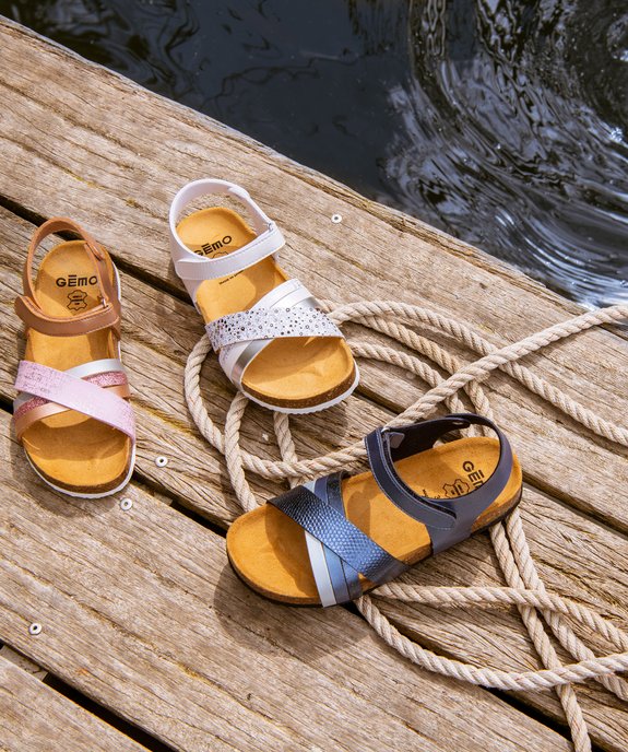 Sandales fille à brides pailletées et semelle liège  vue6 - GEMO (ENFANT) - GEMO