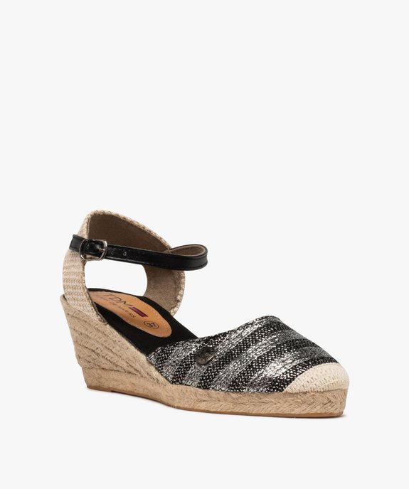Sandales femme en toile à talon compensé – Terre de Marins vue2 - TERRE DE MARINS - GEMO
