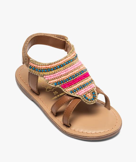 Sandales fille ornées de perles et fermeture scratch vue5 - GEMO (ENFANT) - GEMO