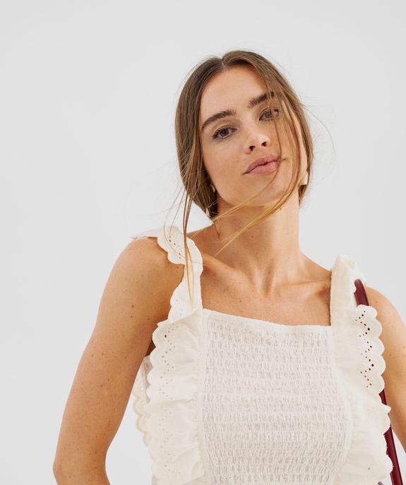 Débardeur à smocks et volants en dentelle femme vue2 - GEMO(FEMME PAP) - GEMO